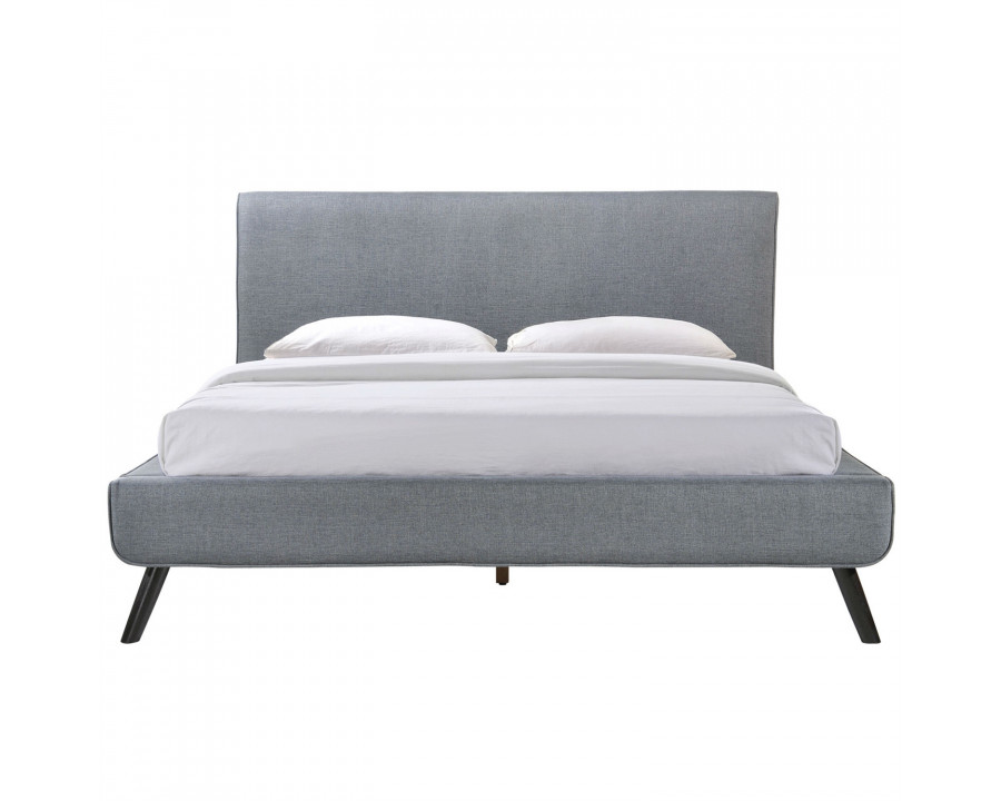 FaFurn - Queen Size Platform Bed Frame with Gray Upholstered Headboard