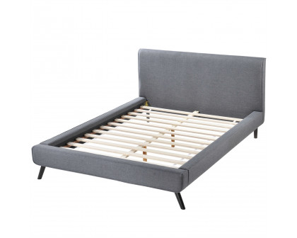 FaFurn - Queen Size Platform Bed Frame with Gray Upholstered Headboard