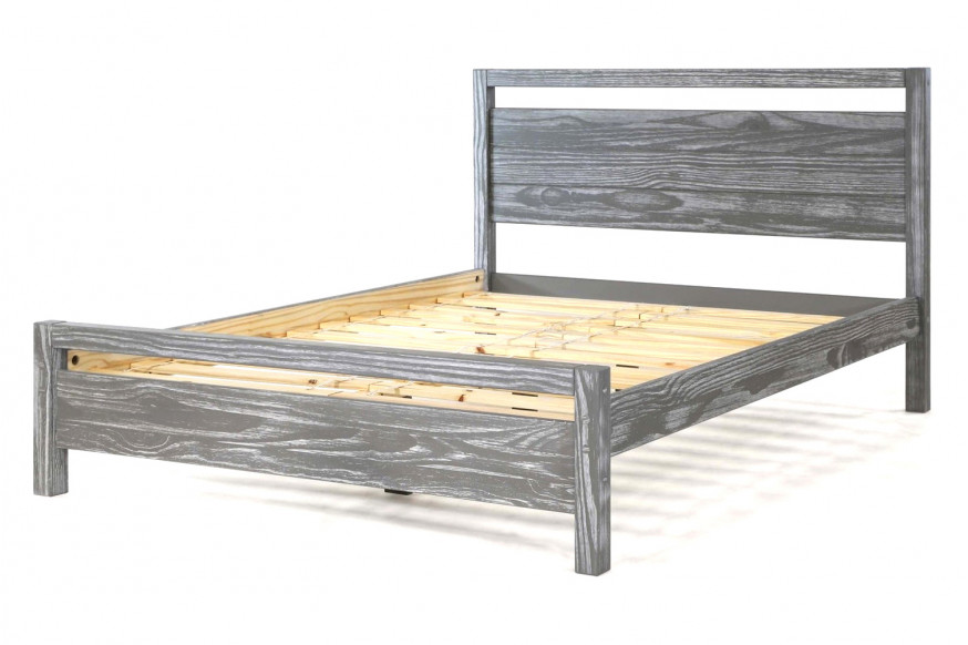 FaFurn™ Farmhouse Traditional Rustic Platform Bed - Gray, Queen Size