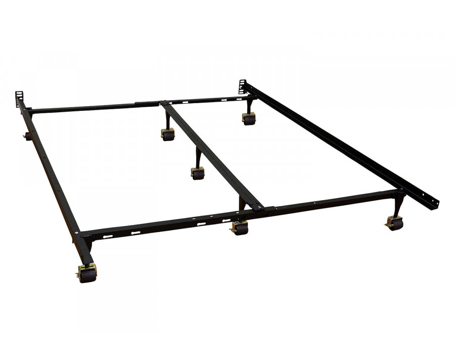 FaFurn - Queen Size Heavy Duty 7-Leg Metal Bed Frame with Locking Rug Roller Casters Wheels