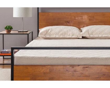 FaFurn - Queen Size Modern Metal Wood Platform Bed Frame with Headboard and Footboard