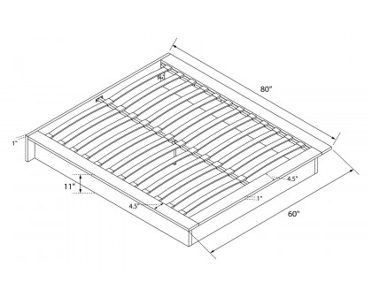 FaFurn - Queen Modern Black Faux Leather Platform Bed Frame with Wood Slats