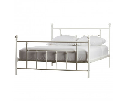 FaFurn - Queen Size Platform Bed Frame with Headboard and Footboard in White, Metal