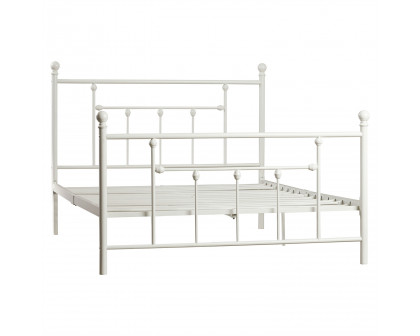 FaFurn - Queen Size Platform Bed Frame with Headboard and Footboard in White, Metal