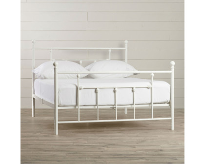 FaFurn - Queen Size Platform Bed Frame with Headboard and Footboard in White, Metal