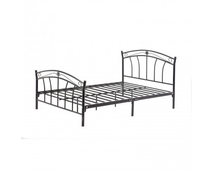 FaFurn - Queen Size Platform Bed Frame with Headboard and Footboard in Black, Metal