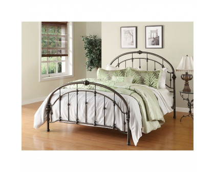 FaFurn - Queen Size Bed Base with Headboard and Footboard in Antique Bronze, Metal