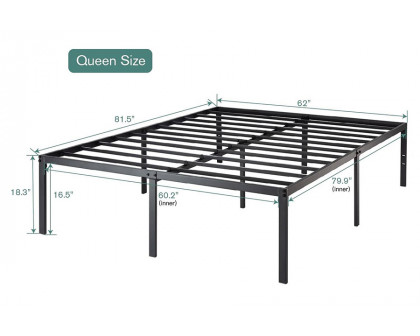 FaFurn 18-Inch Metal Platform Bed Frame with Under-Bed Storage Space - Queen Size