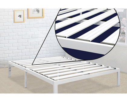 FaFurn - Queen Size Heavy Duty Metal Platform Bed Frame in White