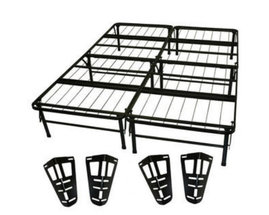 FaFurn - Queen Size Platform Bed Frame with Headboard and Footboard Brackets in Metal