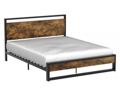 FaFurn - Modern Farmhouse Platform Bed Frame with Wood Panel Headboard Footboard