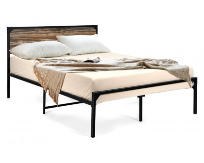 FaFurn - Rustic Farmhome Metal Wood Platform Bed Frame