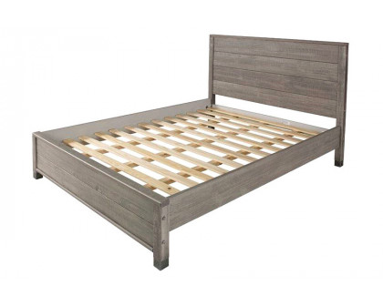 FaFurn Solid Wood Platform Bed Frame with Headboard - Gray, Queen Size