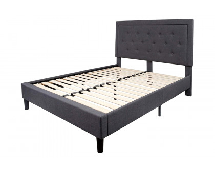 FaFurn - Upholstered Platform Bed Frame with Button Tufted Headboard