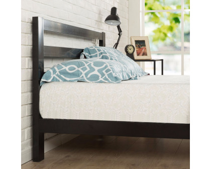 FaFurn - Queen Size Platform Bed Frame with Headboard and Wood Slats in Metal