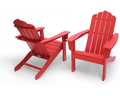 FaFurn Adirondack All Weather Recycled Poly Plastic Outdoor Patio Chairs Set of 2 - Red