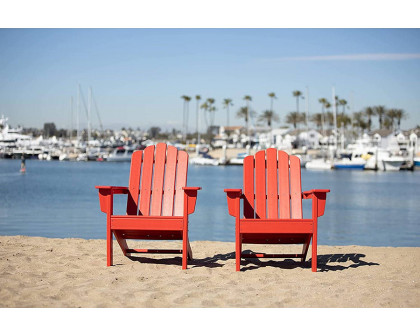 FaFurn Adirondack All Weather Recycled Poly Plastic Outdoor Patio Chairs Set of 2 - Red