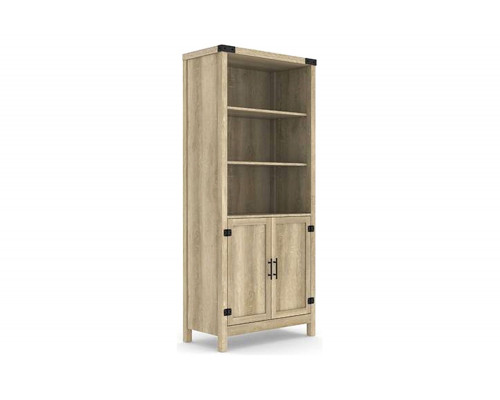 FaFurn - Farmhome Oak 3 Adjustable Shelves Entryway Bookcase Storage Cabinet