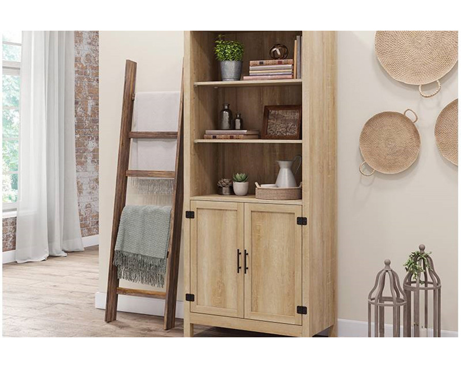 FaFurn - Farmhome Oak 3 Adjustable Shelves Entryway Bookcase Storage Cabinet