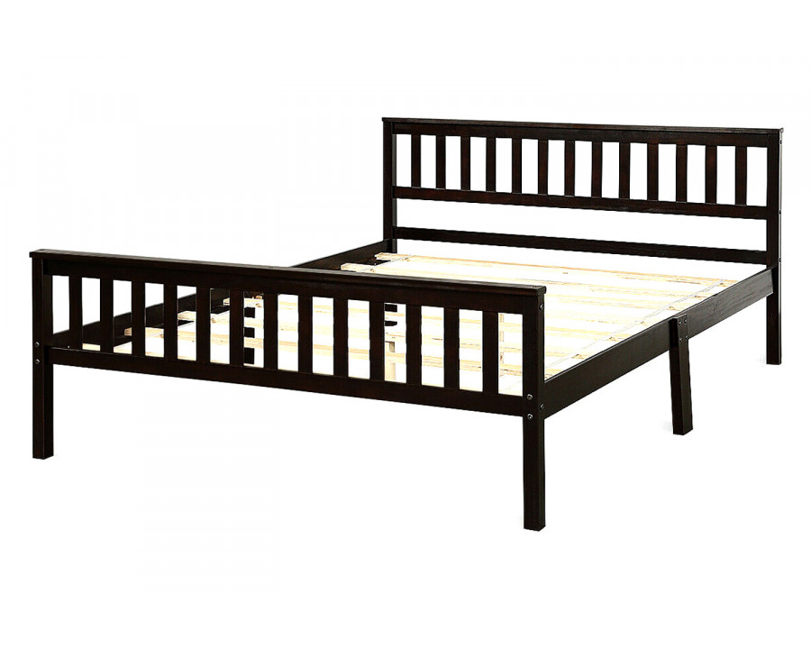 FaFurn - Queen Wood Platform Bed Frame with Headboard and Footboard in Espresso