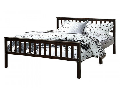 FaFurn - Queen Wood Platform Bed Frame with Headboard and Footboard in Espresso