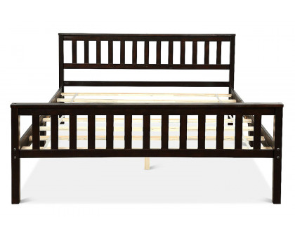 FaFurn - Queen Wood Platform Bed Frame with Headboard and Footboard in Espresso