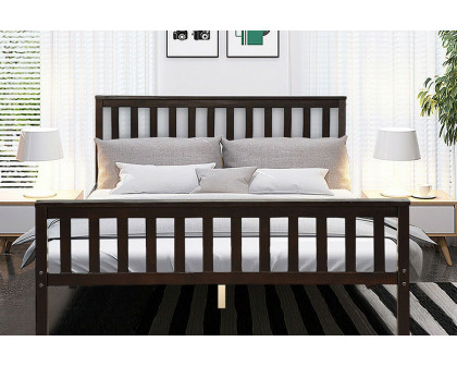 FaFurn - Queen Wood Platform Bed Frame with Headboard and Footboard in Espresso