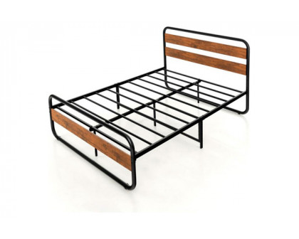 FaFurn - Industrial Platform Bed with Headboard and Footboard