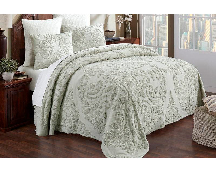 FaFurn Queen Size 3-Piece Coverlet Bedspread Set - Sage, Cotton