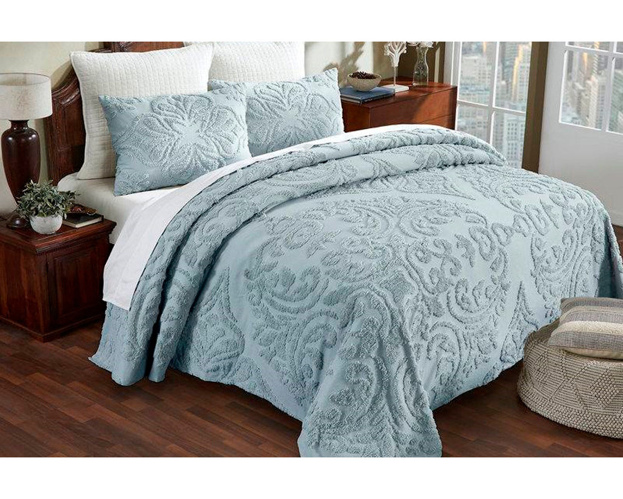 FaFurn Queen Size 3-Piece Coverlet Bedspread Set - Blue, Cotton