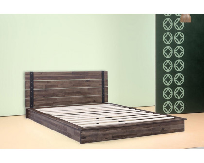 FaFurn - Farmhouse Wood Industrial Low Profile Platform Bed Frame