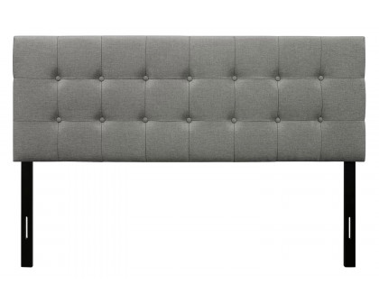 FaFurn Contemporary Button-Tufted Headboard in Upholstered Fabric - Gray, Queen Size