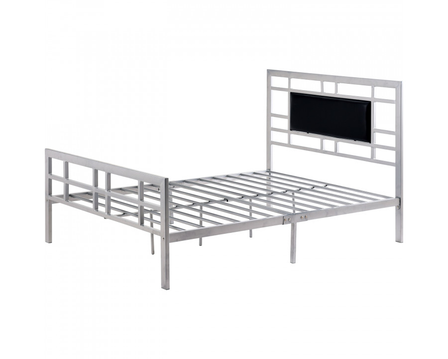 FaFurn - Queen Size Platform Bed Frame with Upholstered Headboard in Metal