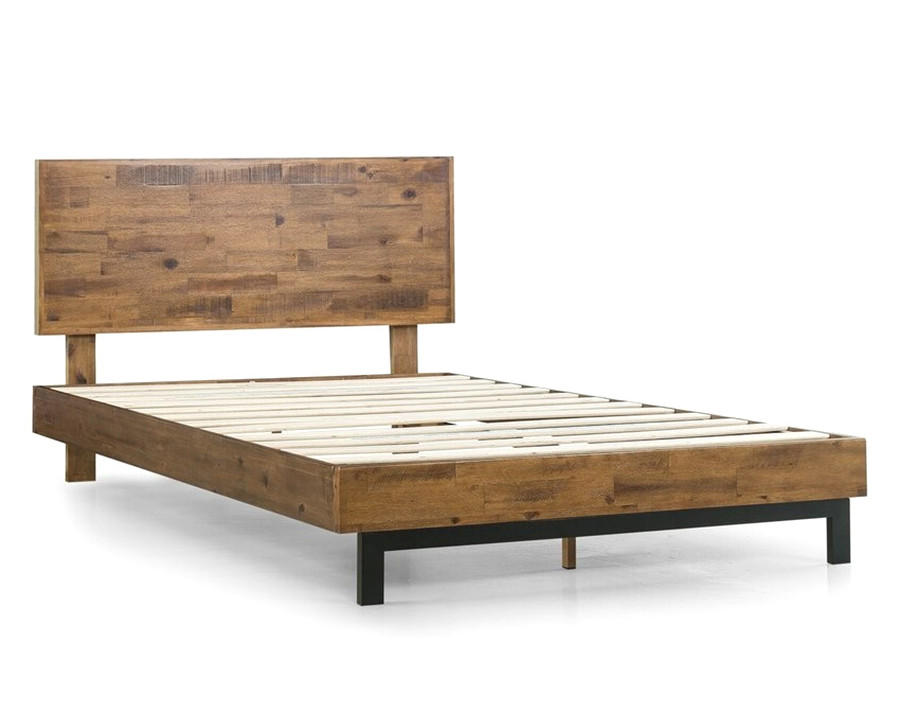 FaFurn Farmhome Low Profile Pine Slatted Platform Bed - Queen Size