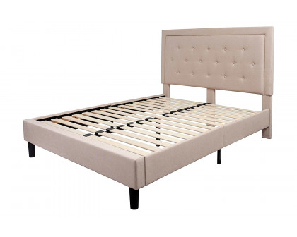 FaFurn - Upholstered Platform Bed Frame with Button Tufted Headboard