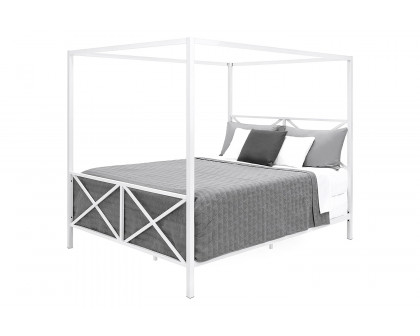 FaFurn - Modern Metal Canopy Bed Frame with Headboard and Footboard