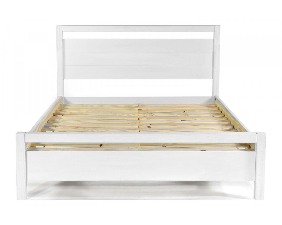 FaFurn Farmhouse Traditional Rustic Platform Bed - White, Queen Size