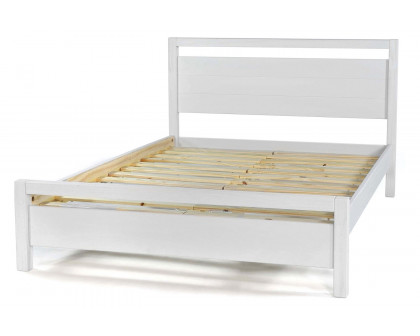 FaFurn™ Farmhouse Traditional Rustic Platform Bed - White, Queen Size