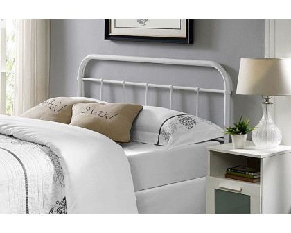 FaFurn Vintage Metal Headboard with Round Corners - White, Queen Size