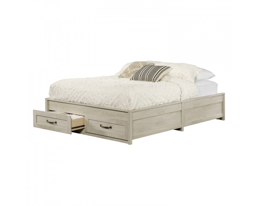 FaFurn - Farmhouse Platform Bed with Storage Drawers