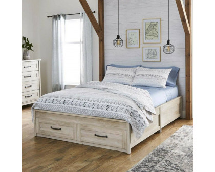 FaFurn - Farmhouse Platform Bed with Storage Drawers