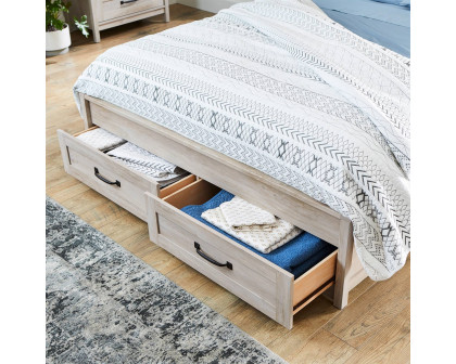 FaFurn Farmhouse Platform Bed with Storage Drawers - White, Wood