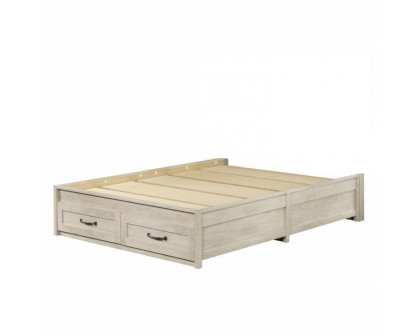 FaFurn Farmhouse Platform Bed with Storage Drawers - White, Wood