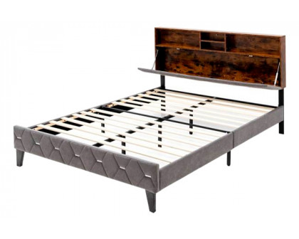 FaFurn - Platform Bed with Storage Headboard