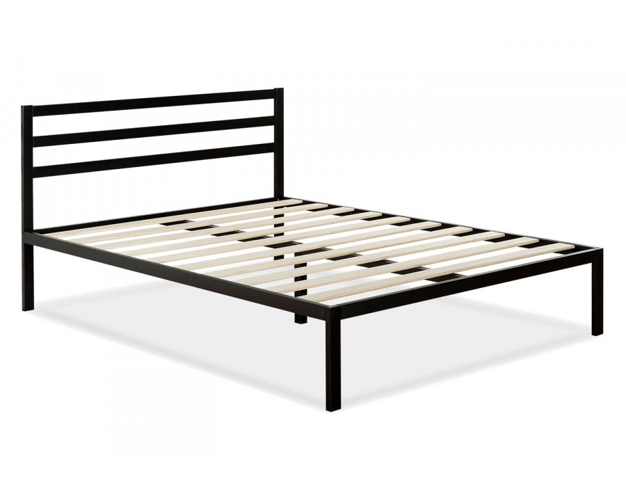 FaFurn Metal Platform Bed Frame with Headboard and Wood Slats - Queen Size