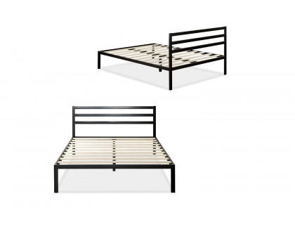 FaFurn Metal Platform Bed Frame with Headboard and Wood Slats - Queen Size