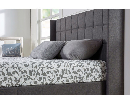 FaFurn - Queen Size Gray Wingback Upholstered Platform Bed