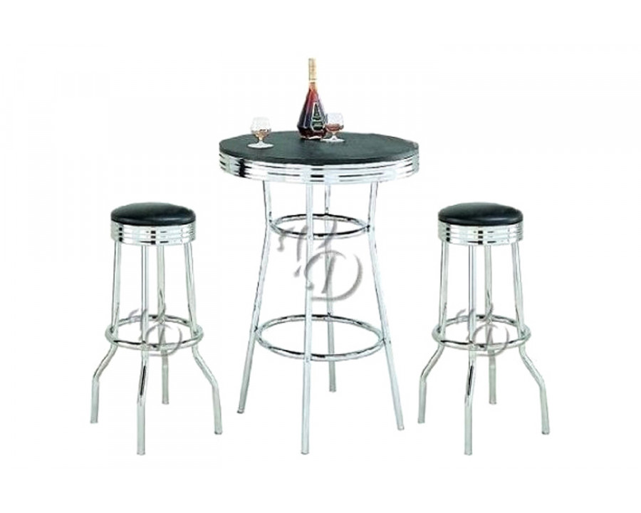 FaFurn - 3 Piece Retro Dining Set with Round Table and Two Stools