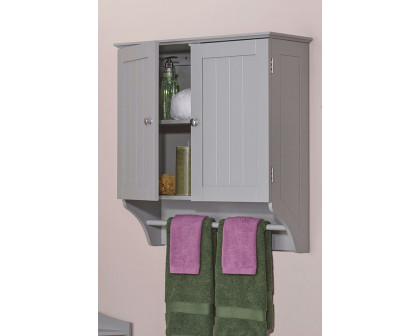 FaFurn Wall Mounted Bathroom Cabinet with Shelves and Towel Bar - Gray