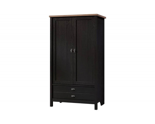 FaFurn - Farmhouse Black Oak Drawer and Garment Rod Wardrobe Armoire